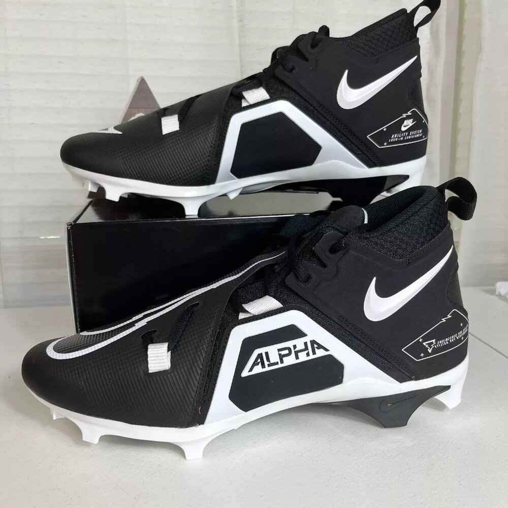 ✅ Nike Alpha Menace Pro 3 Black White Football Cleats CT6649-001 Men Size 13